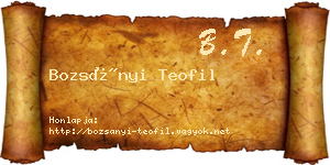 Bozsányi Teofil névjegykártya